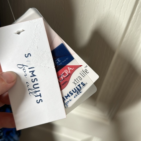 NEW Swimsuits for All Spliced tank one piece swimsuit blue Hawaiian print - Picture 4 of 14